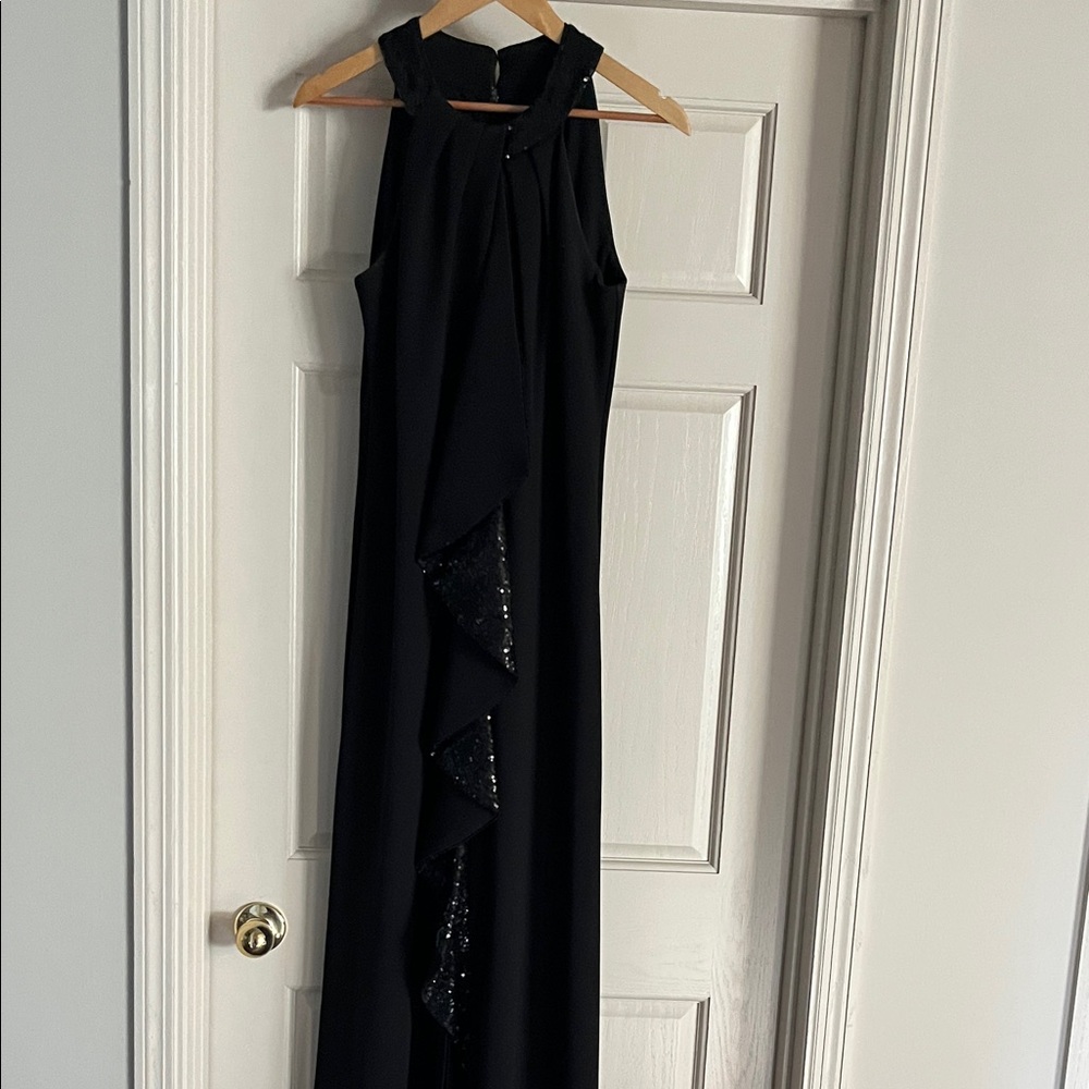SLNY Black Sequin Embellished Dress